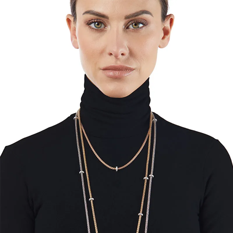 FOPE 'PRIMA' 18CT ROSE GOLD DIAMOND RHONDEL NECKLACE