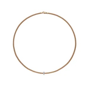 FOPE 'PRIMA' 18CT ROSE GOLD DIAMOND RHONDEL NECKLACE