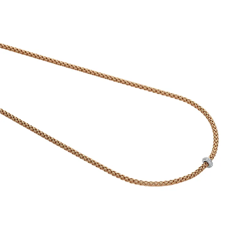 FOPE 'PRIMA' 18CT ROSE GOLD DIAMOND RHONDEL NECKLACE