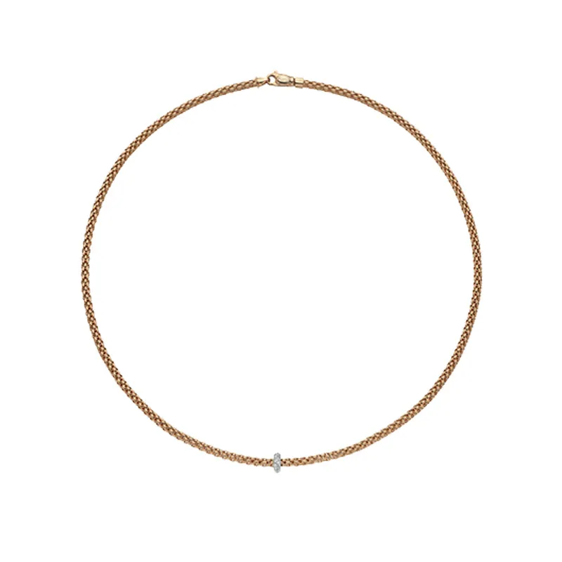 FOPE 'PRIMA' 18CT ROSE GOLD DIAMOND RHONDEL NECKLACE