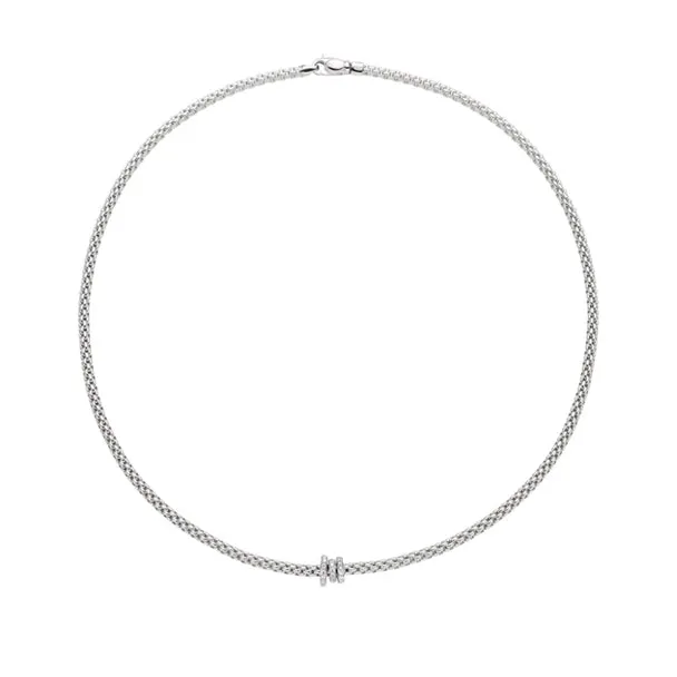 FOPE 'PRIMA' 18CT WHITE GOLD DIAMOND RONDELLE NECKLACE