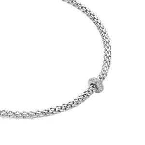 FOPE 'PRIMA' 18CT WHITE GOLD PAVE SET DIAMOND RONDELLE NECKLACE