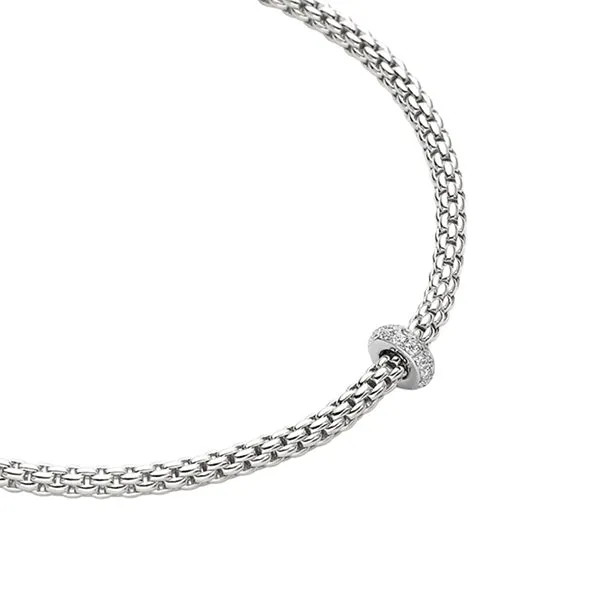 FOPE 'PRIMA' 18CT WHITE GOLD PAVE SET DIAMOND RONDELLE NECKLACE