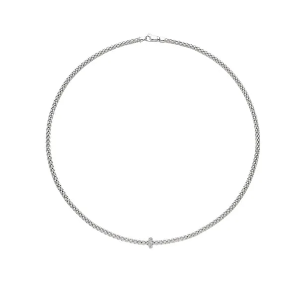 FOPE 'PRIMA' 18CT WHITE GOLD PAVE SET DIAMOND RONDELLE NECKLACE