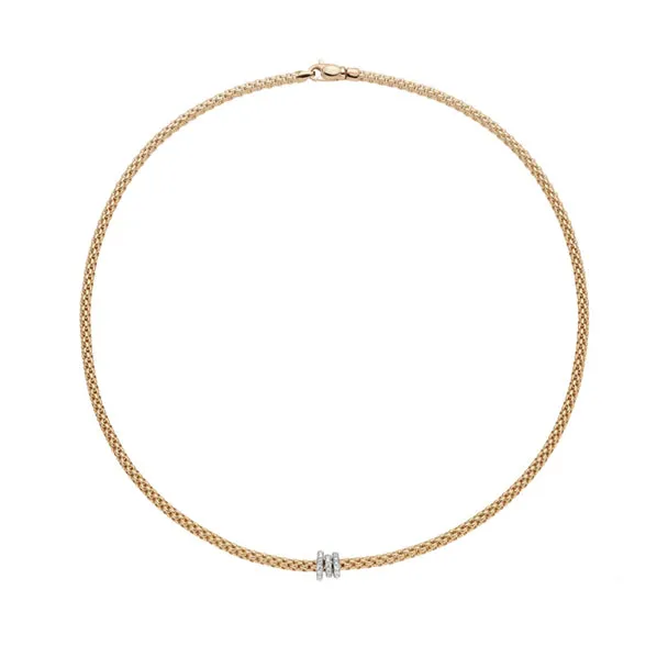 FOPE 'PRIMA' 18CT YELLOW GOLD AND 18CT WHITE GOLD PAVE DIAMOND NECKLACE