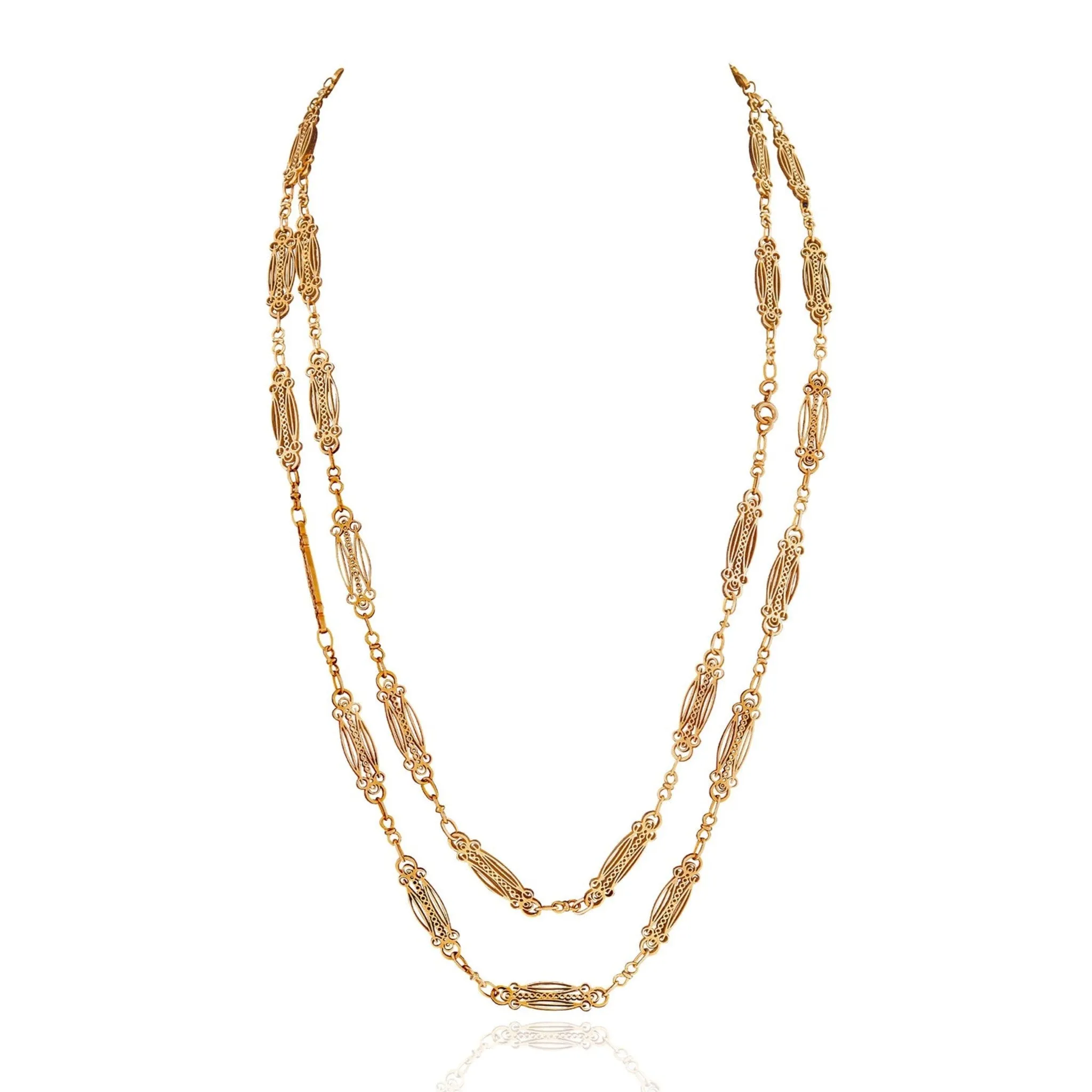 French Art Nouveau 18KT Yellow Gold Necklace