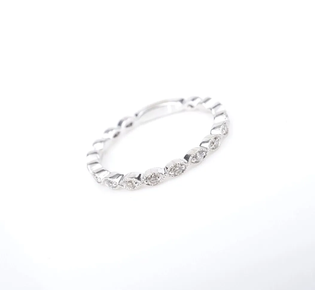 Gabriel & Co. Diamond Ring Band 14K White Gold Marquise Stackable Size 8 RG4322A