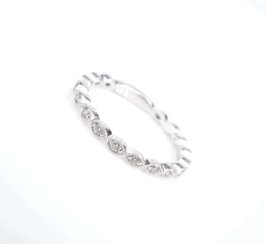 Gabriel & Co. Diamond Ring Band 14K White Gold Marquise Stackable Size 8 RG4322A