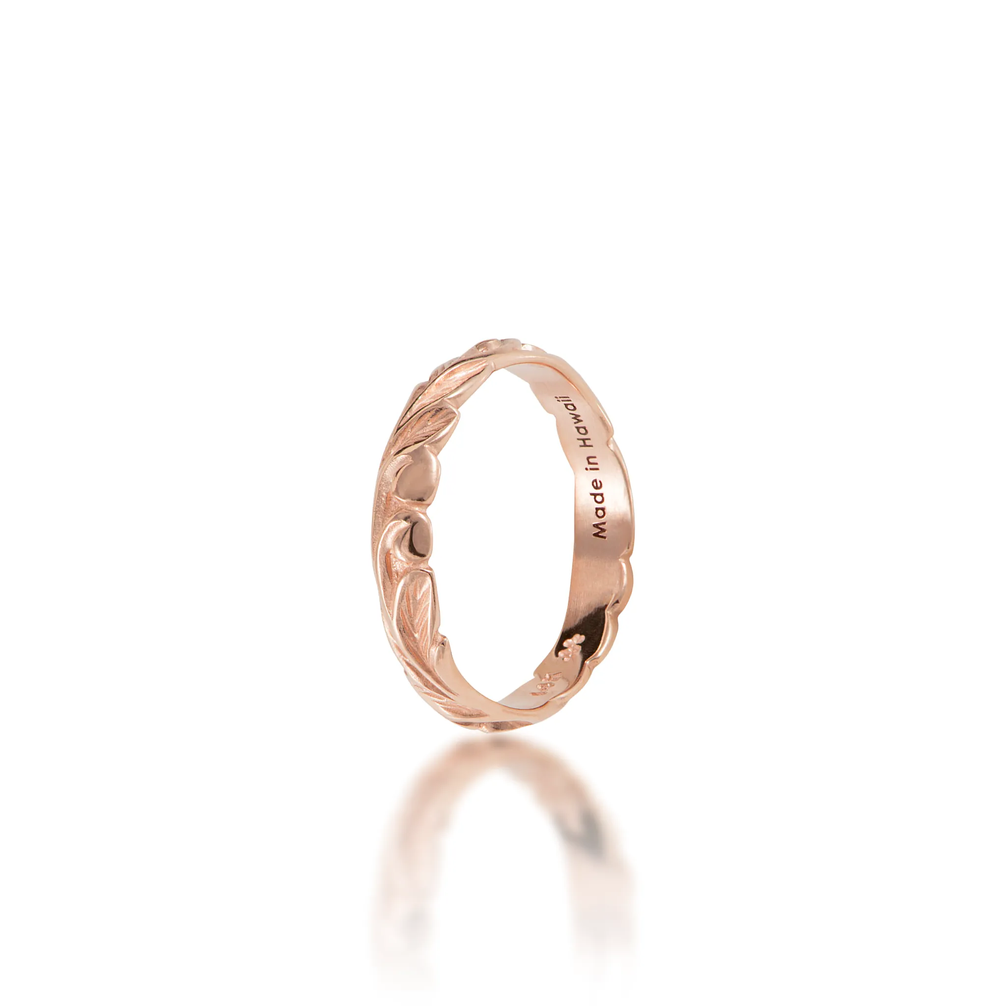 Hawaiian Heirloom Old English Scroll Ring in Rose Gold - 3mm