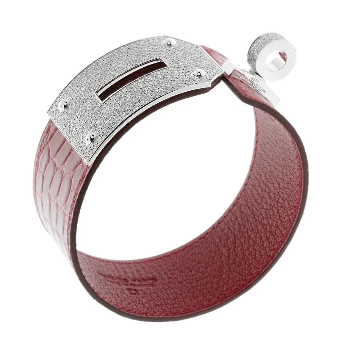 Hermes Kelly Diamond Alligator Leather Bracelet