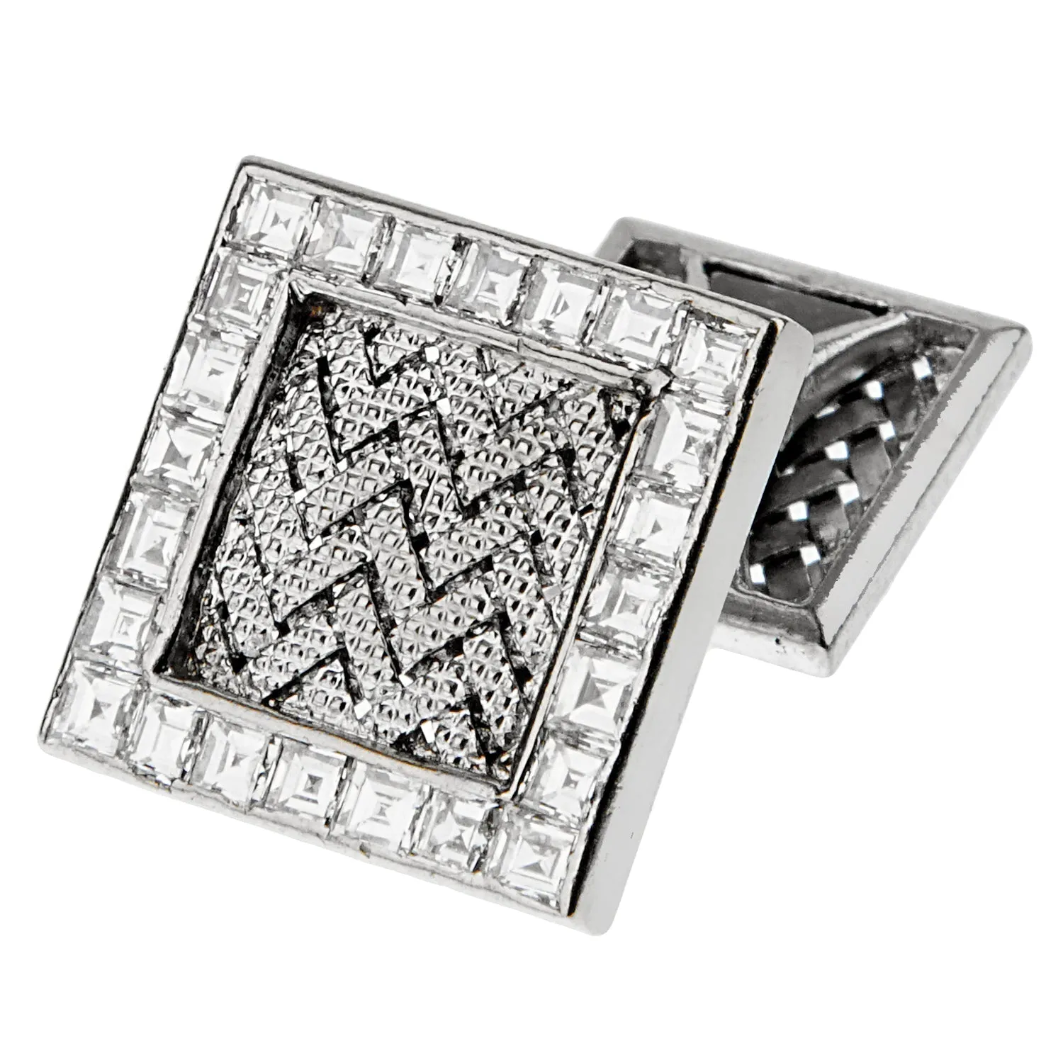 Hermes Vintage Important Diamond White Gold Cuff Links