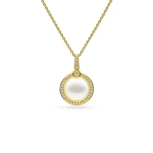 KAILIS 18CT YELLOW GOLD AUSTRALIAN SOUTH SEA PEARL AND DIAMOND PENDANT