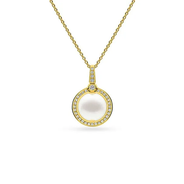 KAILIS 18CT YELLOW GOLD AUSTRALIAN SOUTH SEA PEARL AND DIAMOND PENDANT
