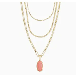 Kendra Scott-Elisa Gold Triple Strand Necklace In Coral Illusion 4217718834