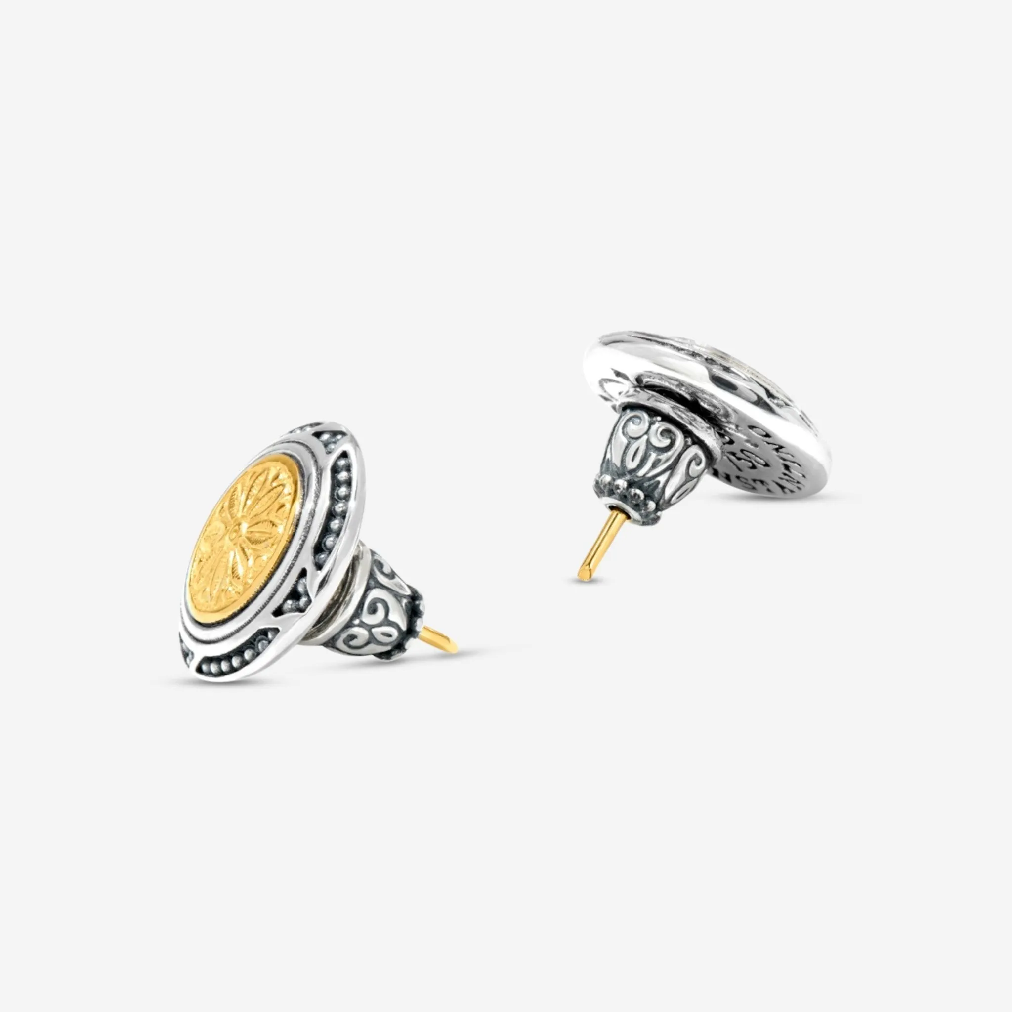 Konstantino Dome Sterling Silver & 18k Yellow Gold Stud Earrings SKKJ709-130