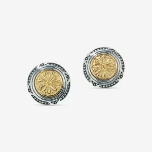 Konstantino Dome Sterling Silver & 18k Yellow Gold Stud Earrings SKKJ709-130