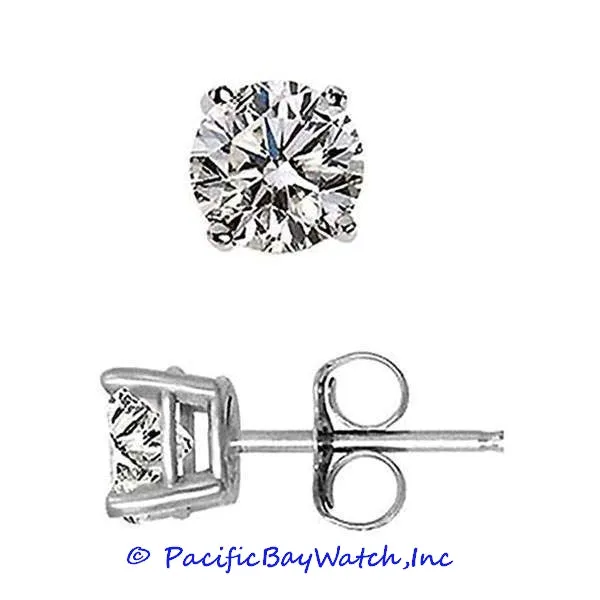 Ladies White Gold Stud Diamond Earrings 3.96ct. T.W.