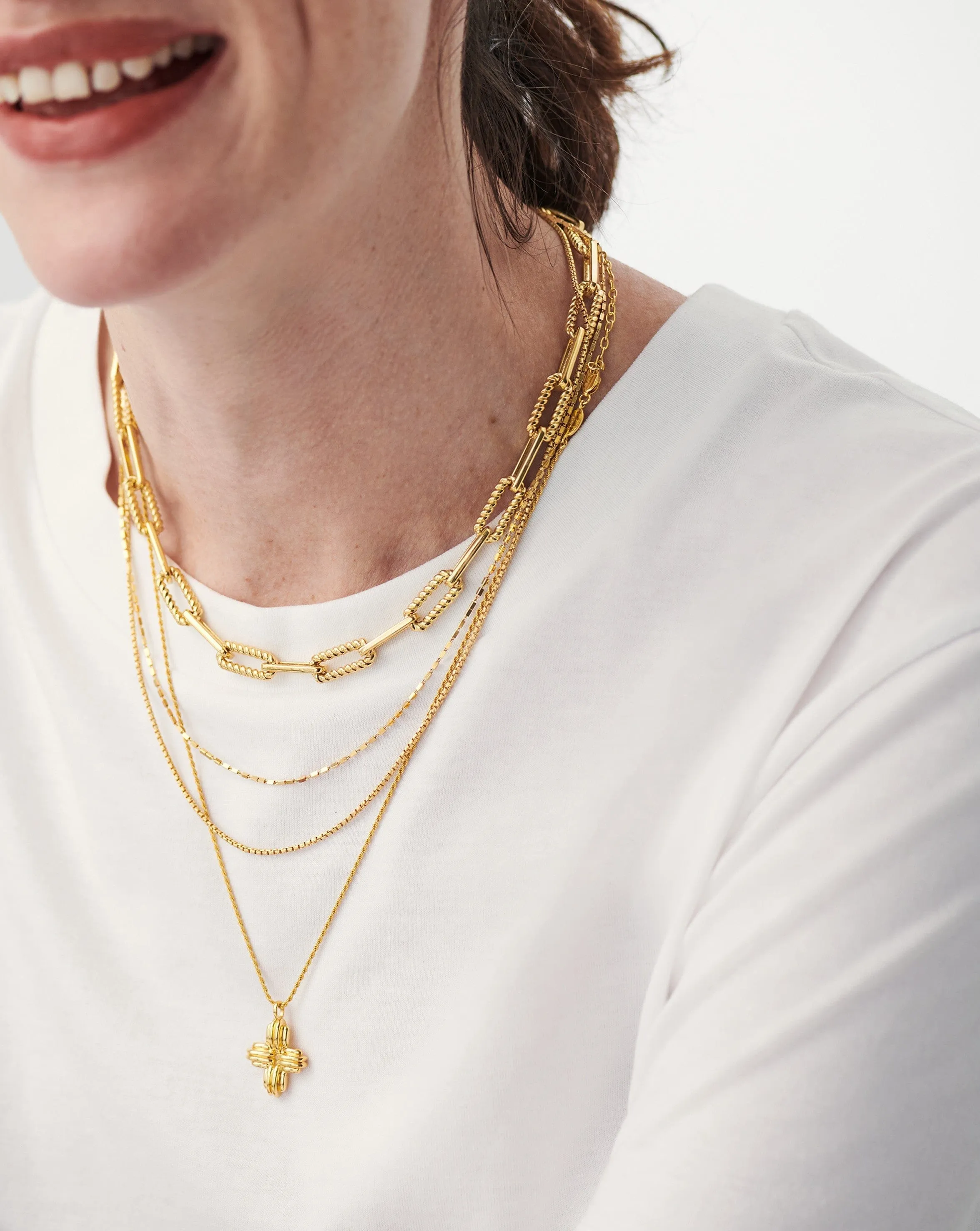 Lucy Williams Large Ridge Cross Necklace | 18k Gold Vermeil