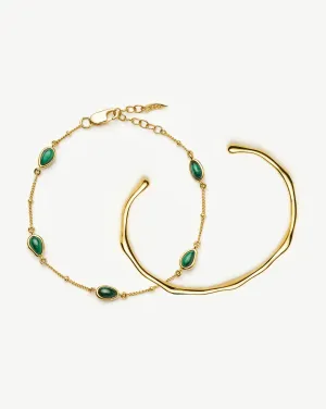 Magma Gemstone & Molten Cuff Bracelet Set | 18k Gold Vermeil / 18k Gold Plated