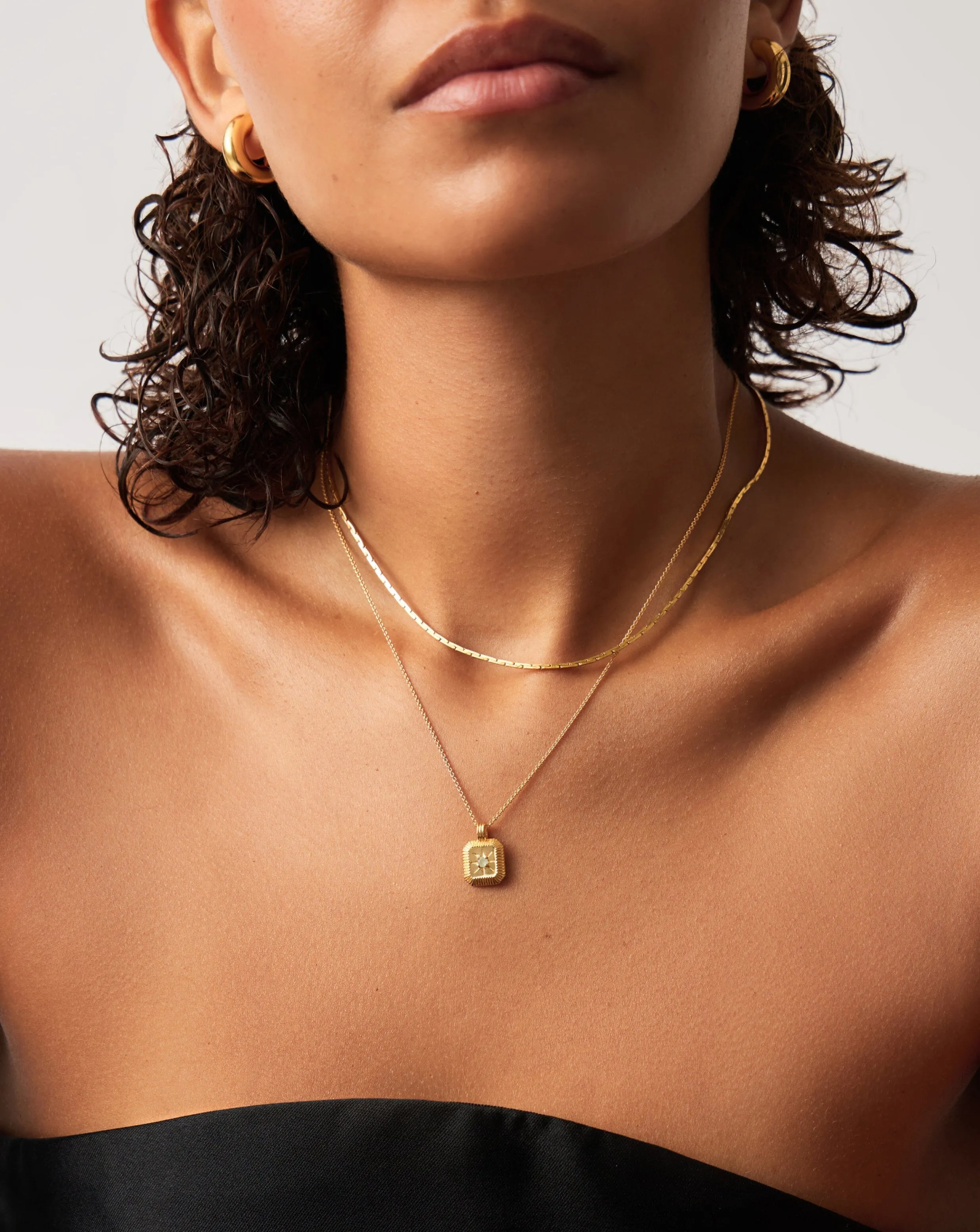 March Birthstone Pendant Necklace | 18k Gold Vermeil/Dyed Aqua Chalcedony