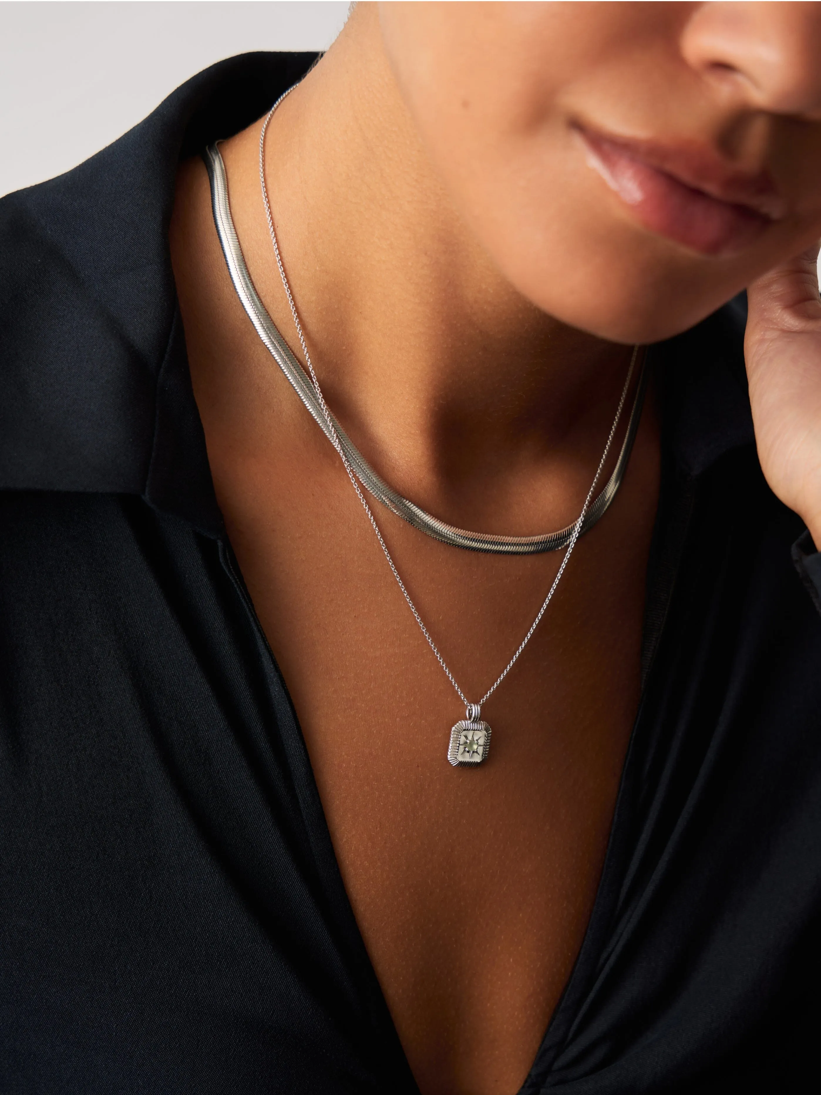 March Birthstone Pendant Necklace | Dyed Aqua Chalcedony/March