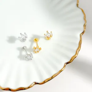 Marquise Threadless Flat Back Studs