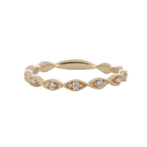 Marquise Twist Stackable Band | 0.15ct | Yellow Gold