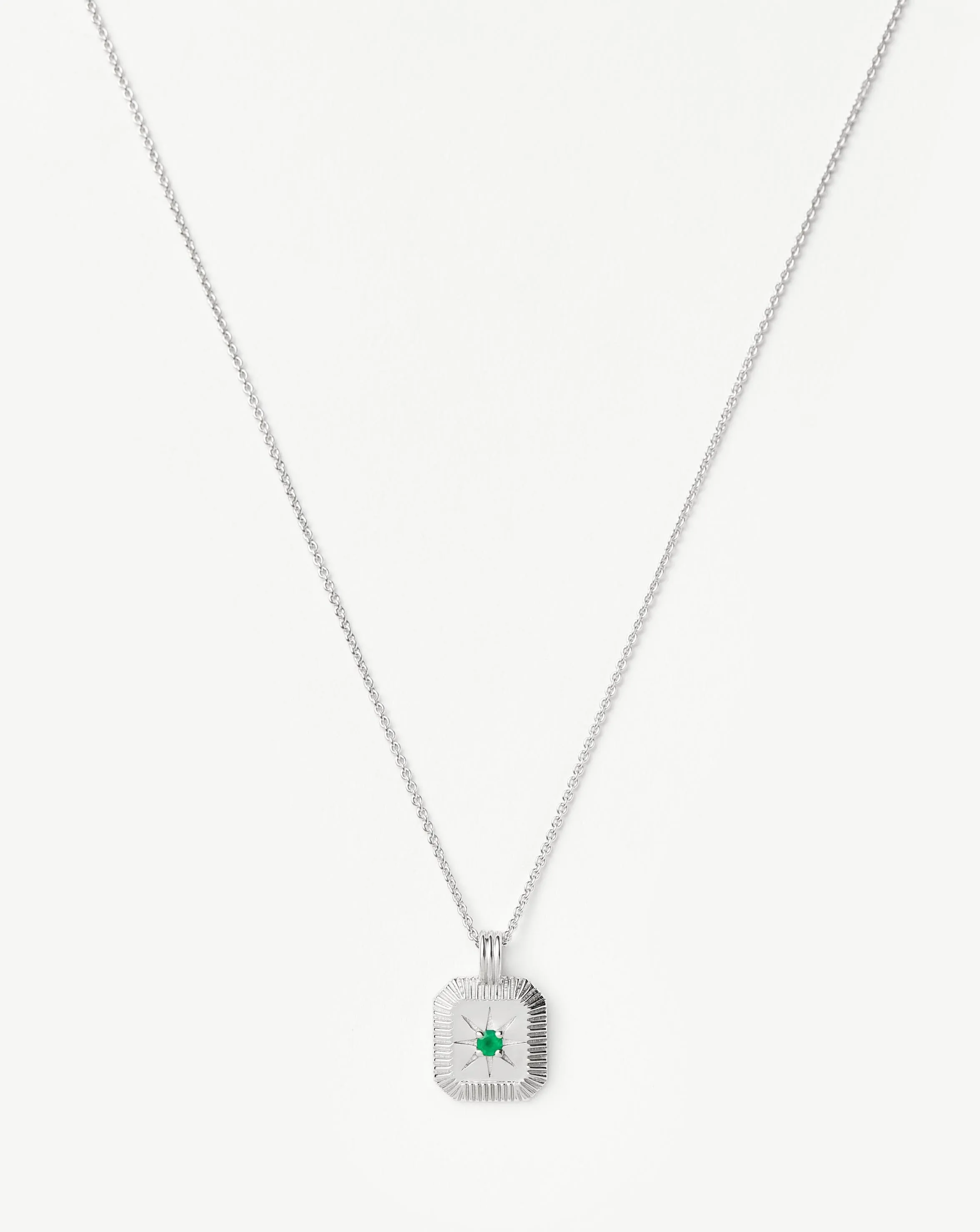 May Birthstone Pendant Necklace | Dyed Green Chalcedony/May