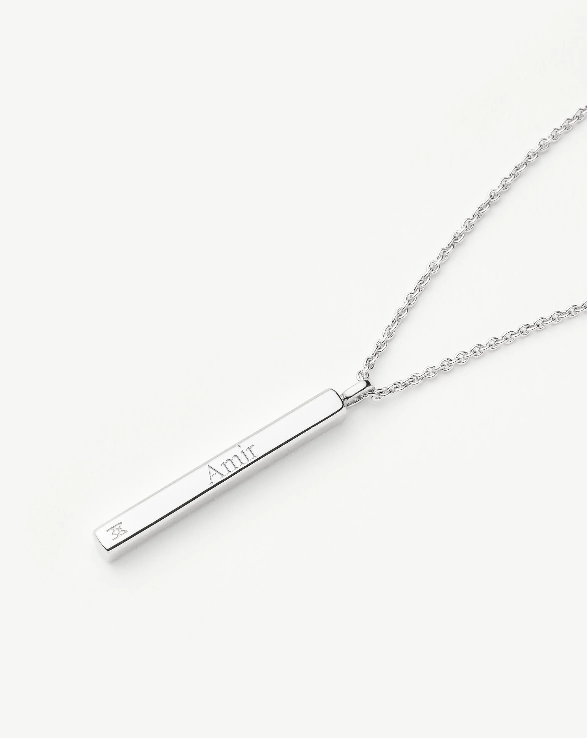 Mens Engravable Tag Pendant Necklace | Sterling Silver