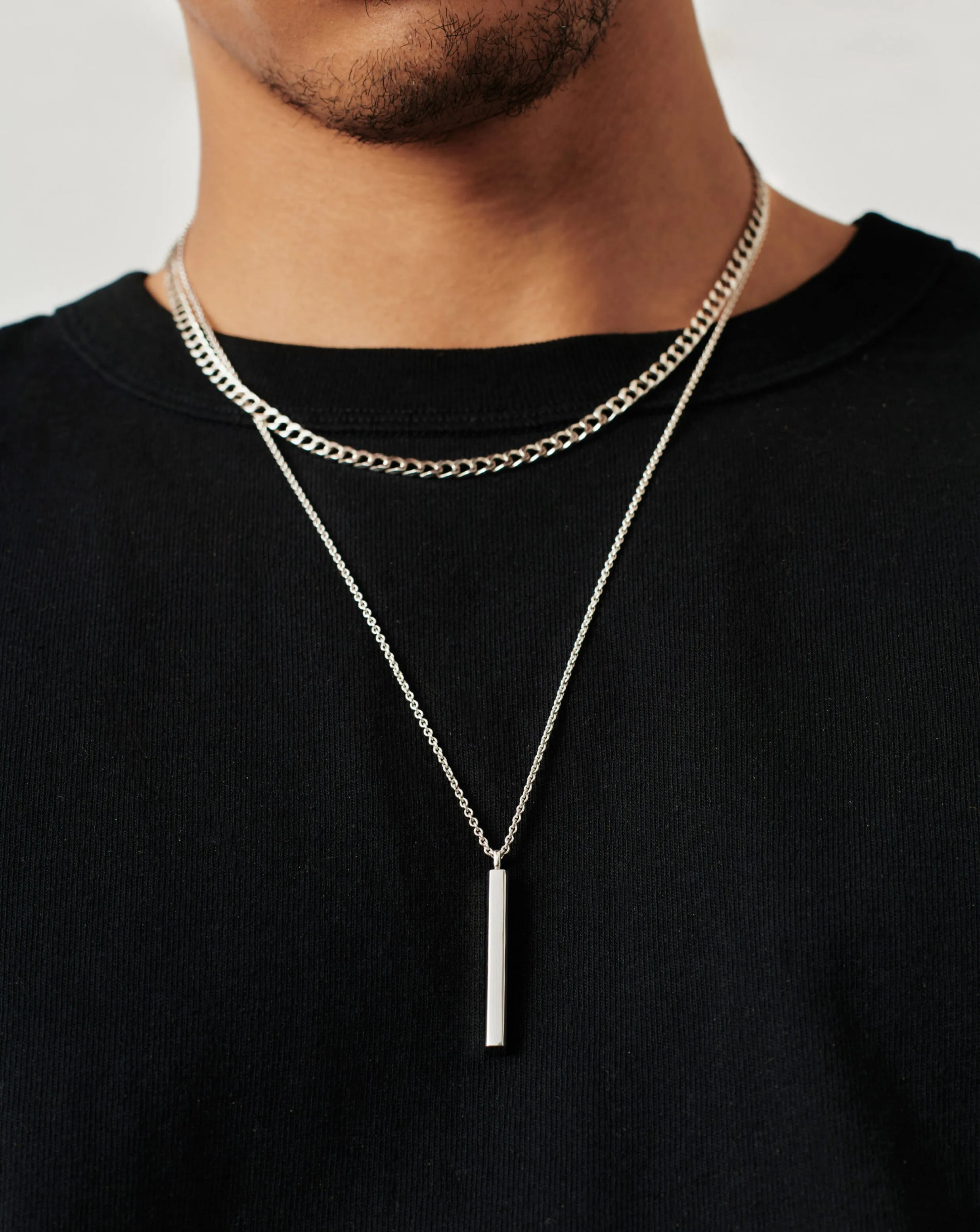 Mens Engravable Tag Pendant Necklace | Sterling Silver