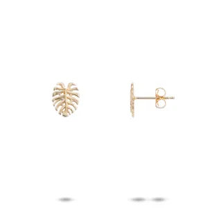 Monstera Earrings in Gold - 9mm