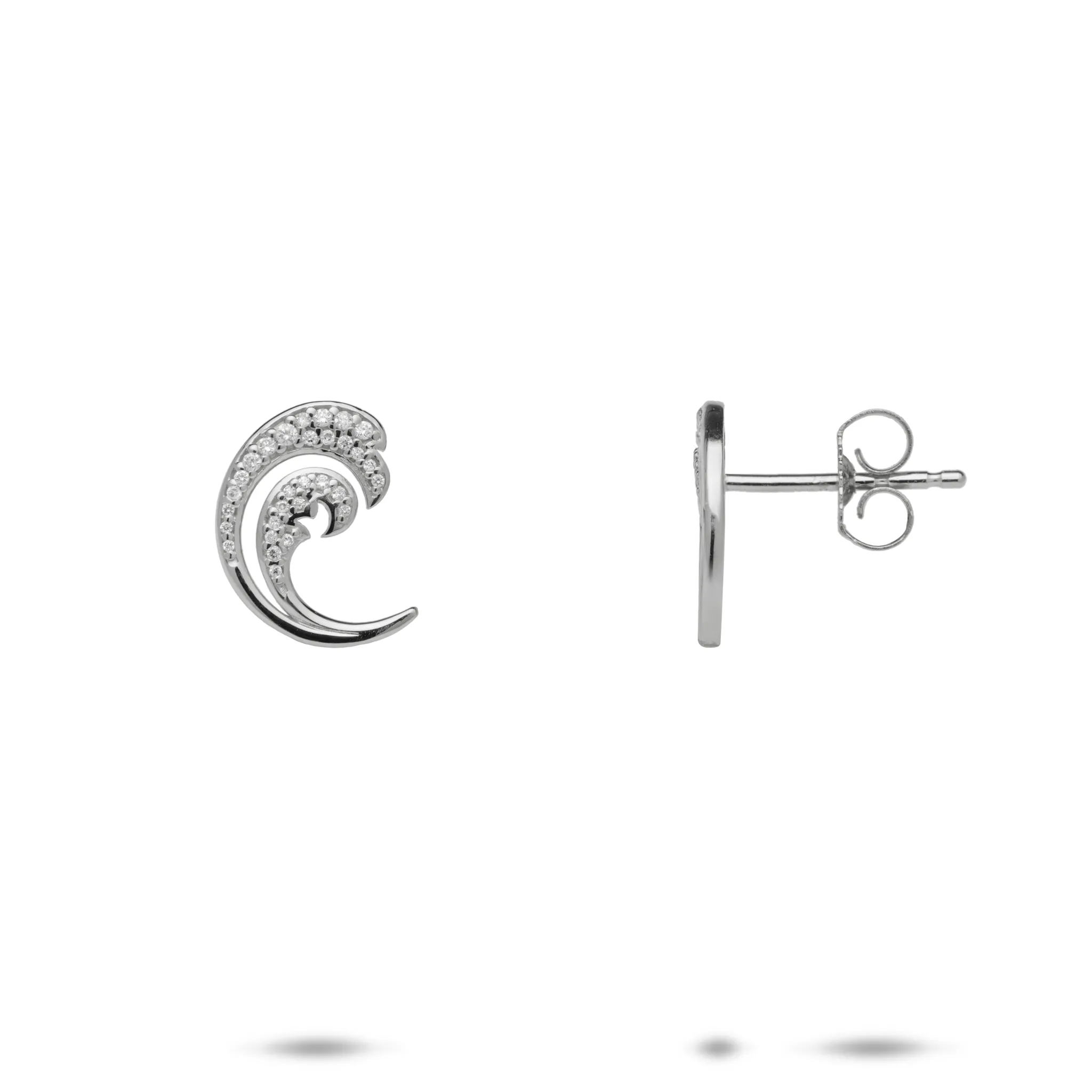 Nalu Earrings in White Gold with Diamonds - 12mm