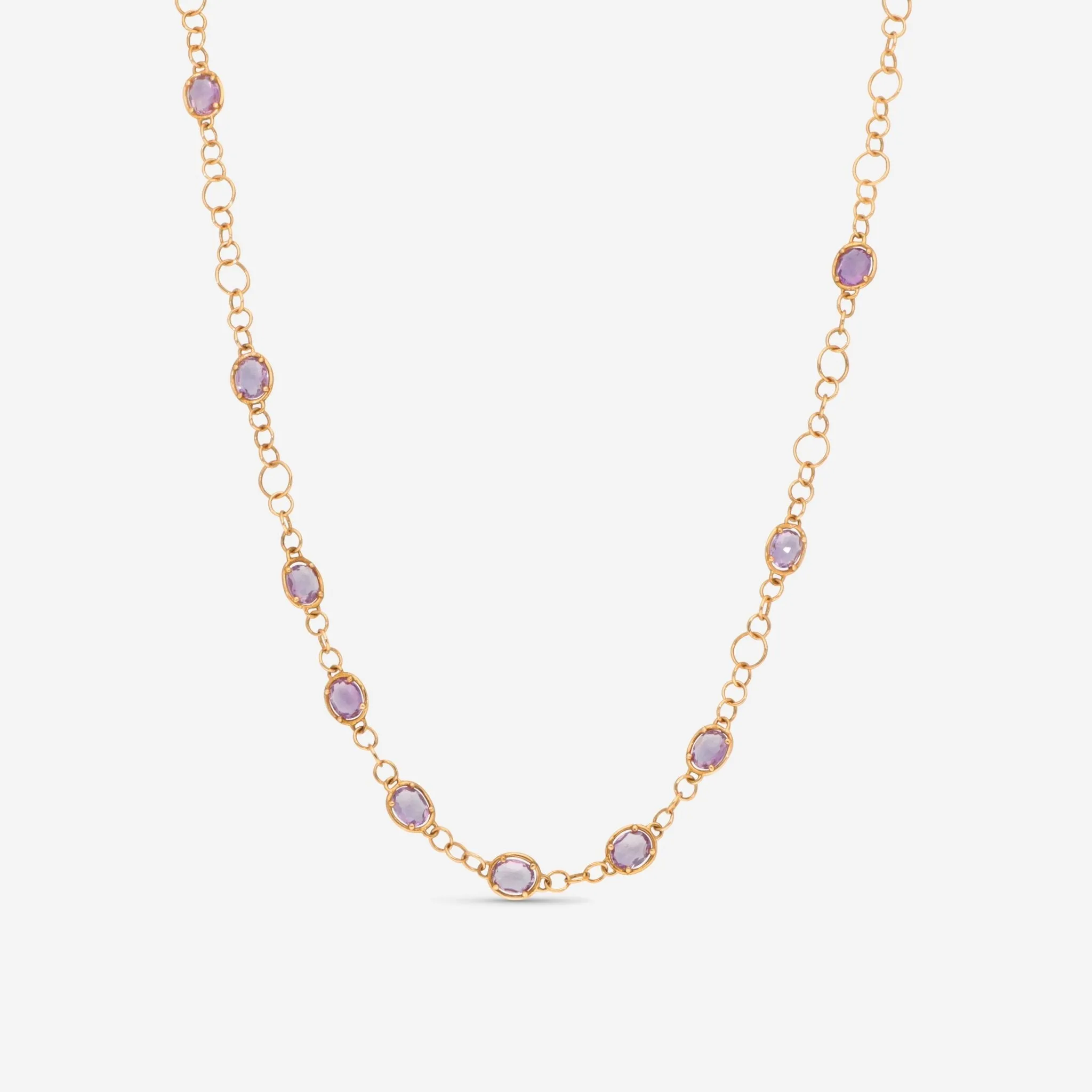 Nanis 18K Yellow Gold Amethyst Chain Necklace CN16-565