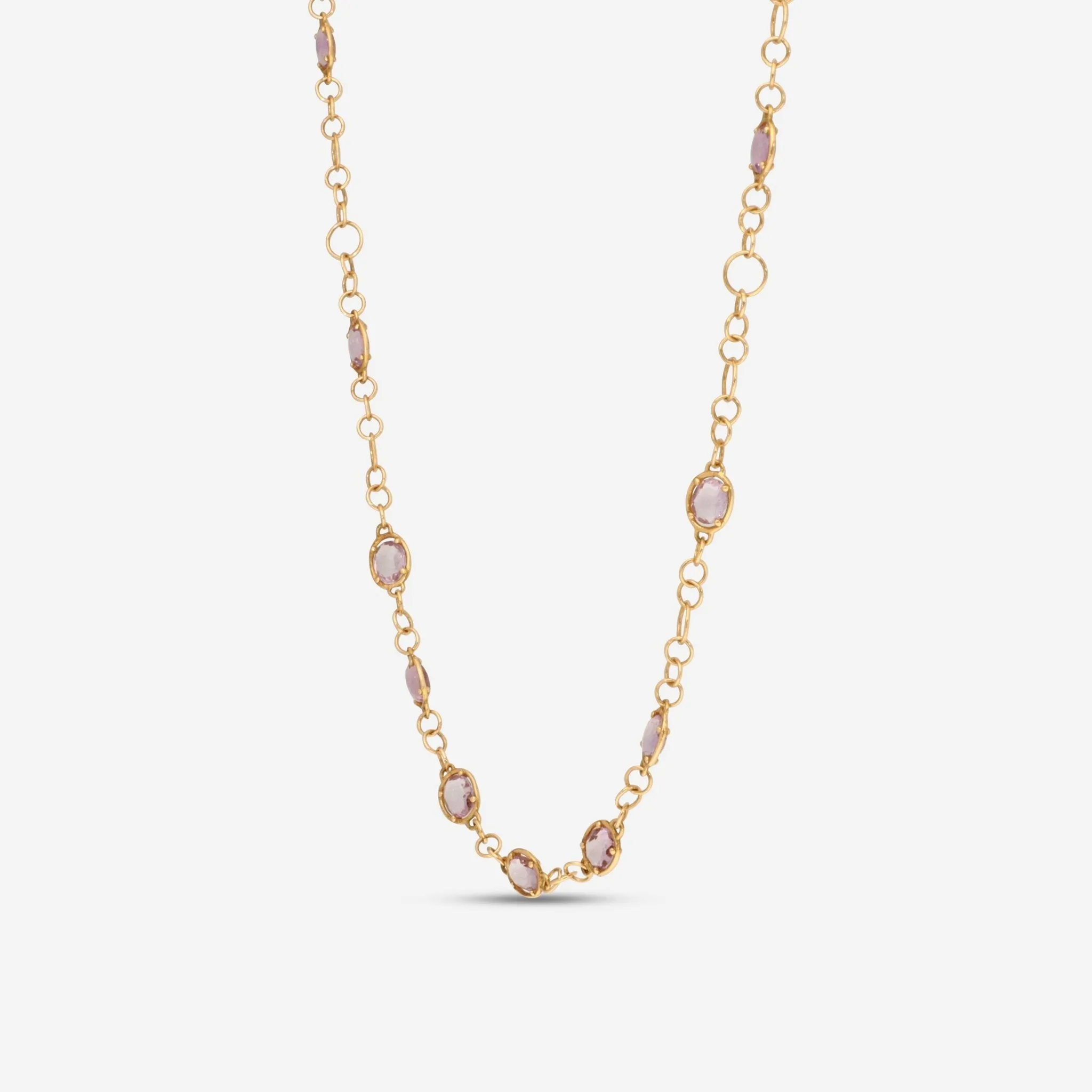 Nanis 18K Yellow Gold Amethyst Chain Necklace CN16-565
