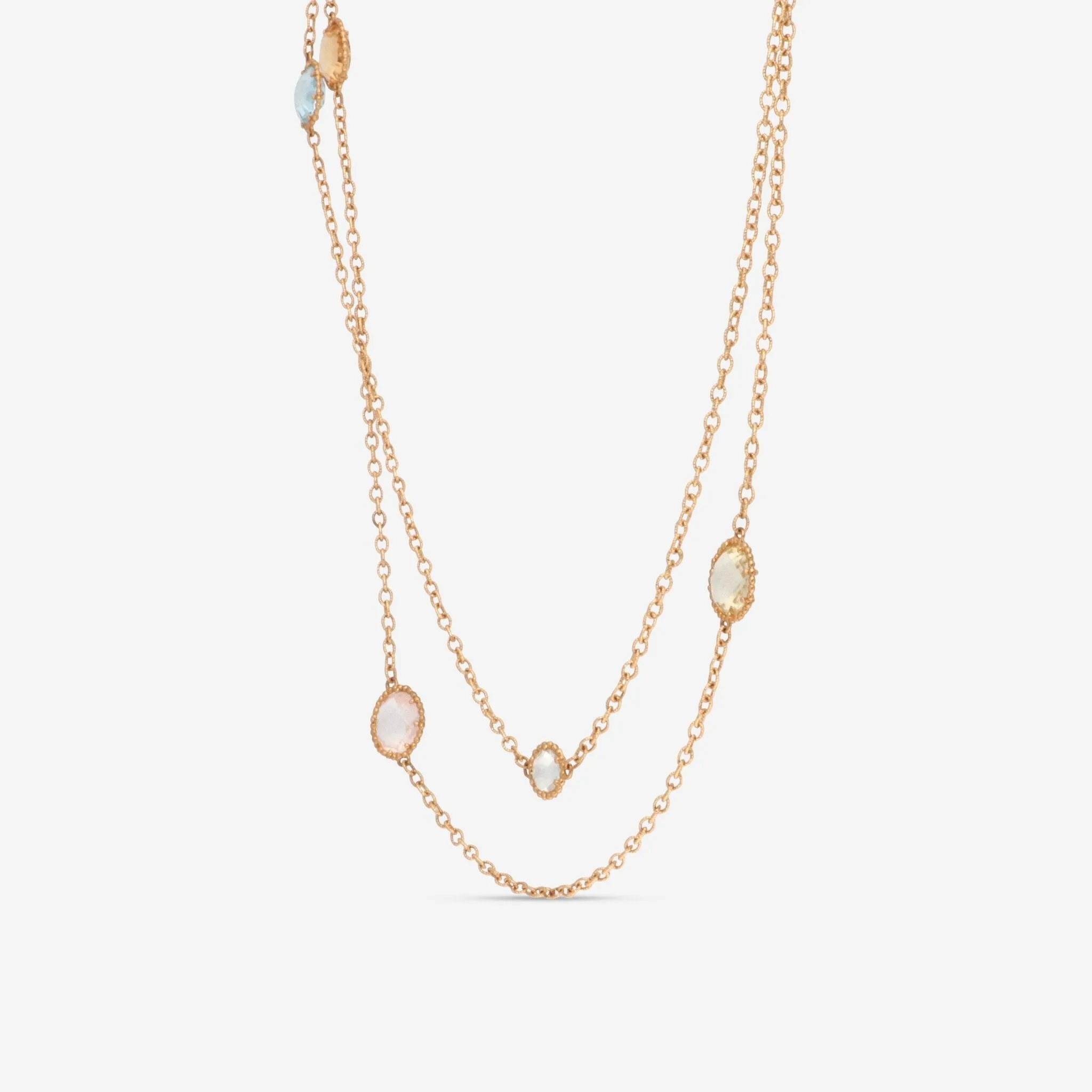 Nanis 18K Yellow Gold Blue Topaz & Citrine Necklace CN13-560