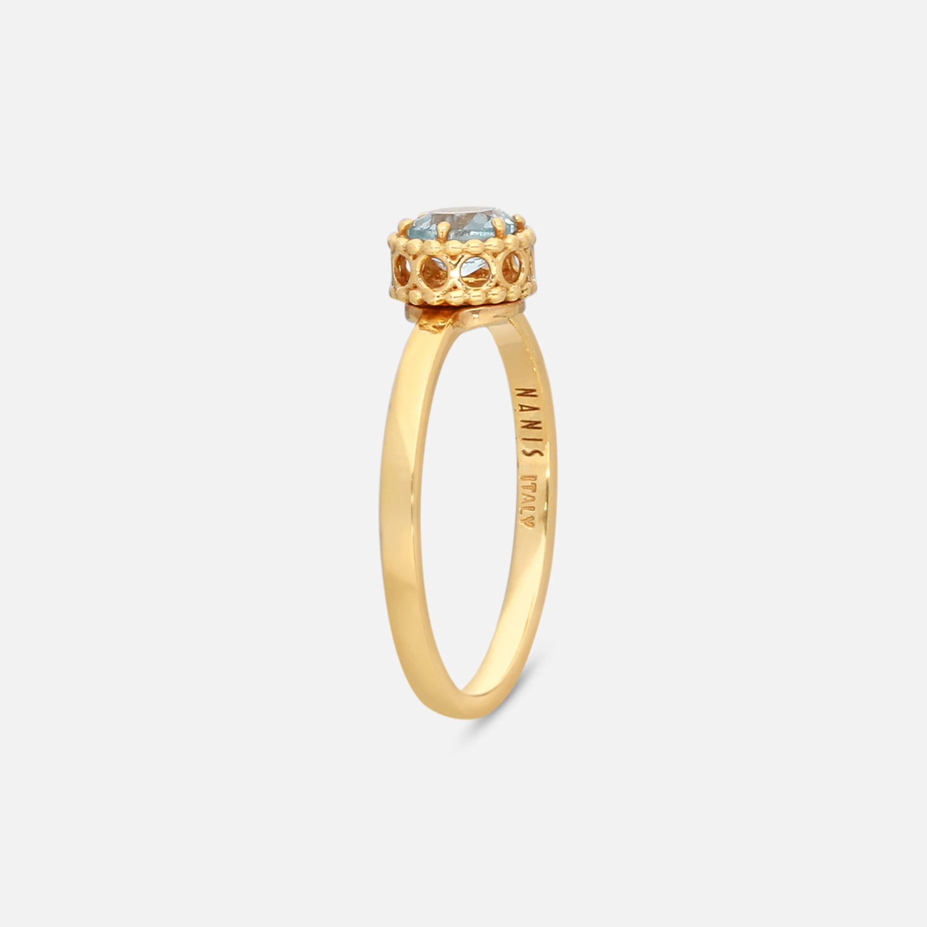 Nanis 18K Yellow Gold Blue Topaz Ring AH33-560