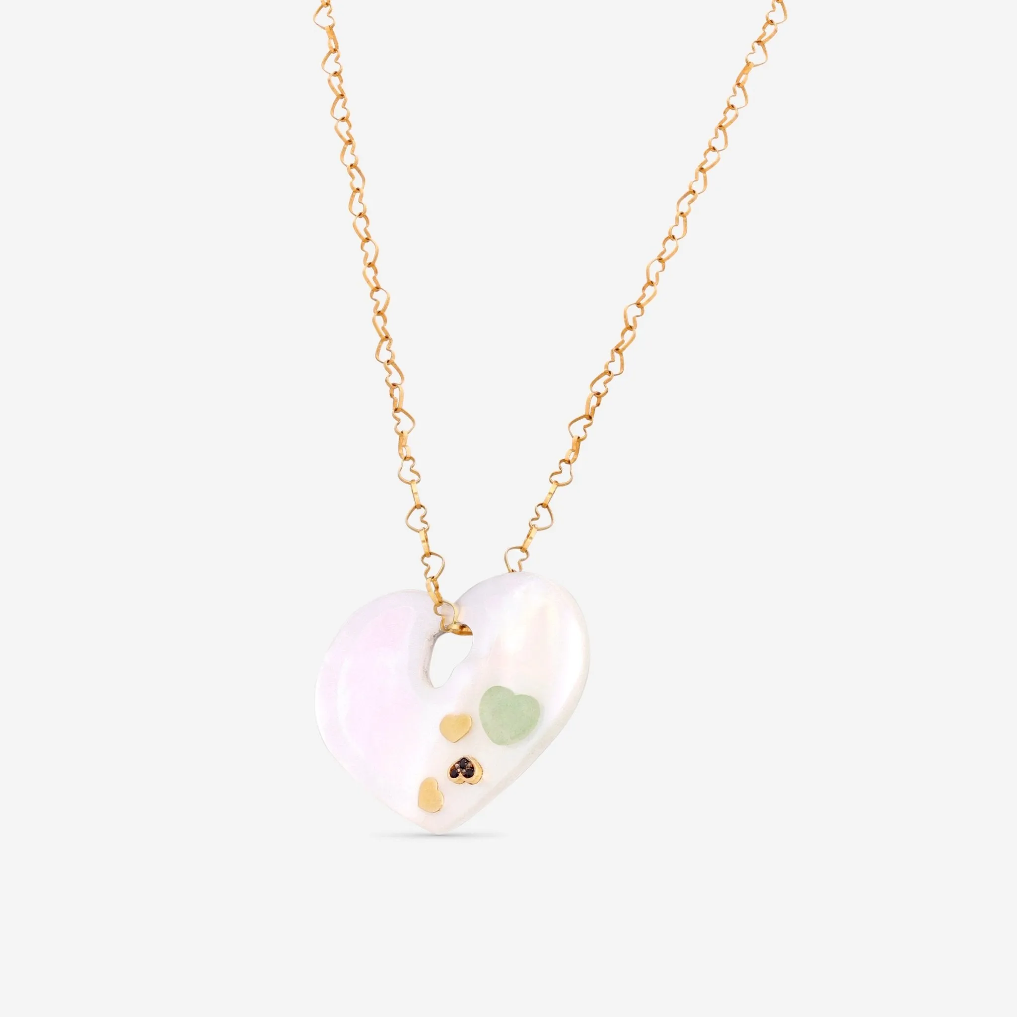 Nanis 18K Yellow Gold Chain Heart Necklace CS8-524