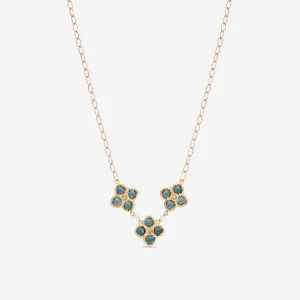 Nanis 18K Yellow Gold London Blue Topaz & Green Sapphire Necklace CN3-579