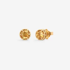 Nanis 18K Yellow Gold Yellow Citrine Stud Earrings OA22-560
