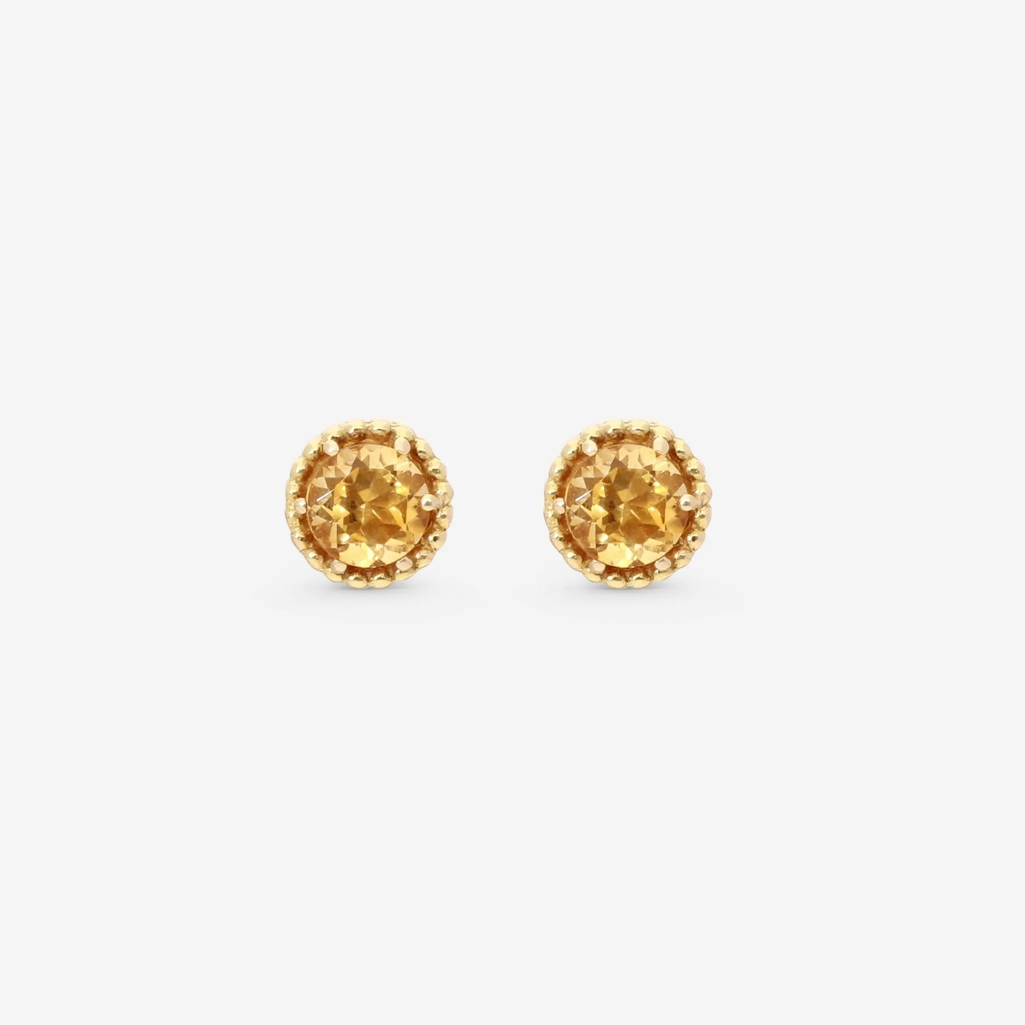 Nanis 18K Yellow Gold Yellow Citrine Stud Earrings OA22-560