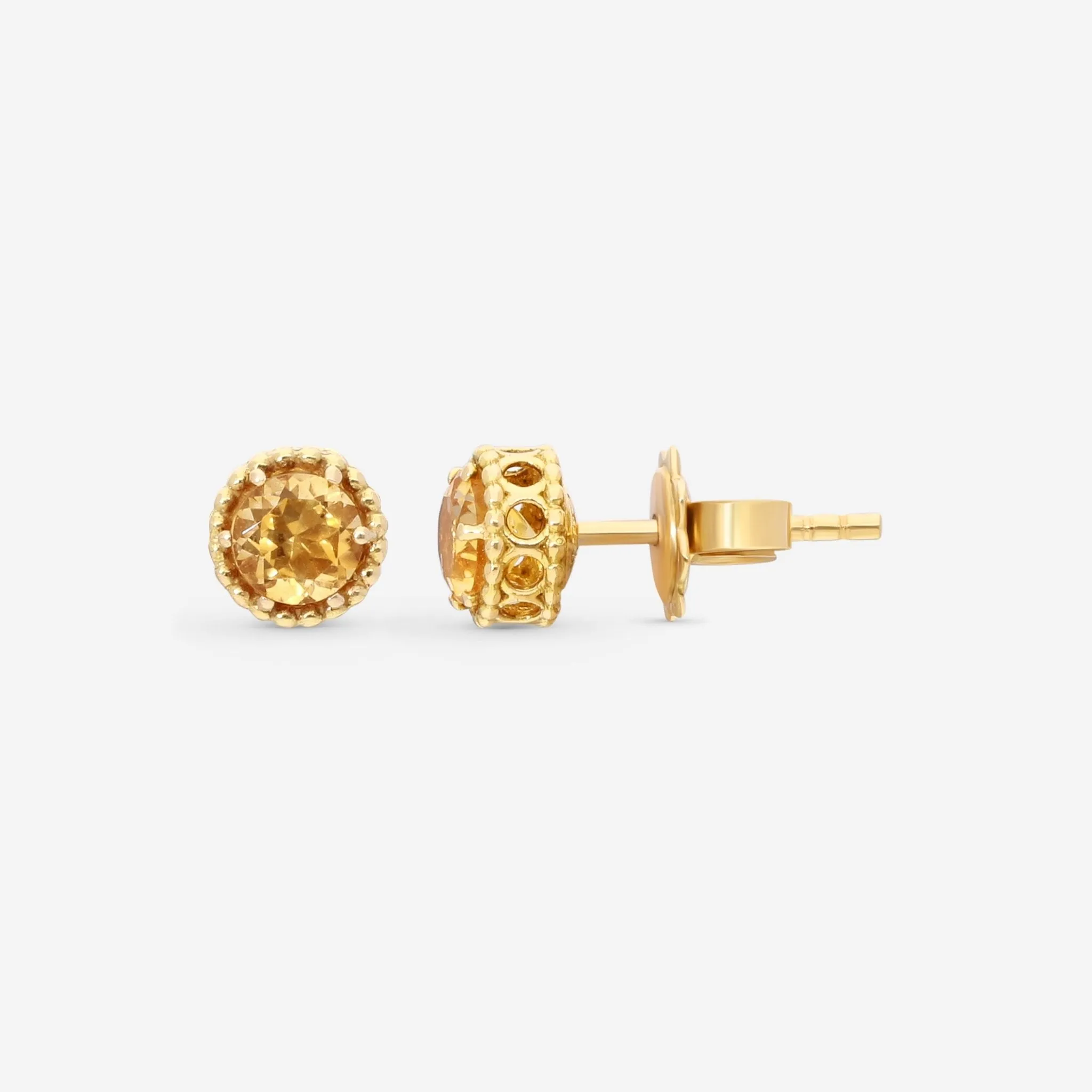 Nanis 18K Yellow Gold Yellow Citrine Stud Earrings OA22-560