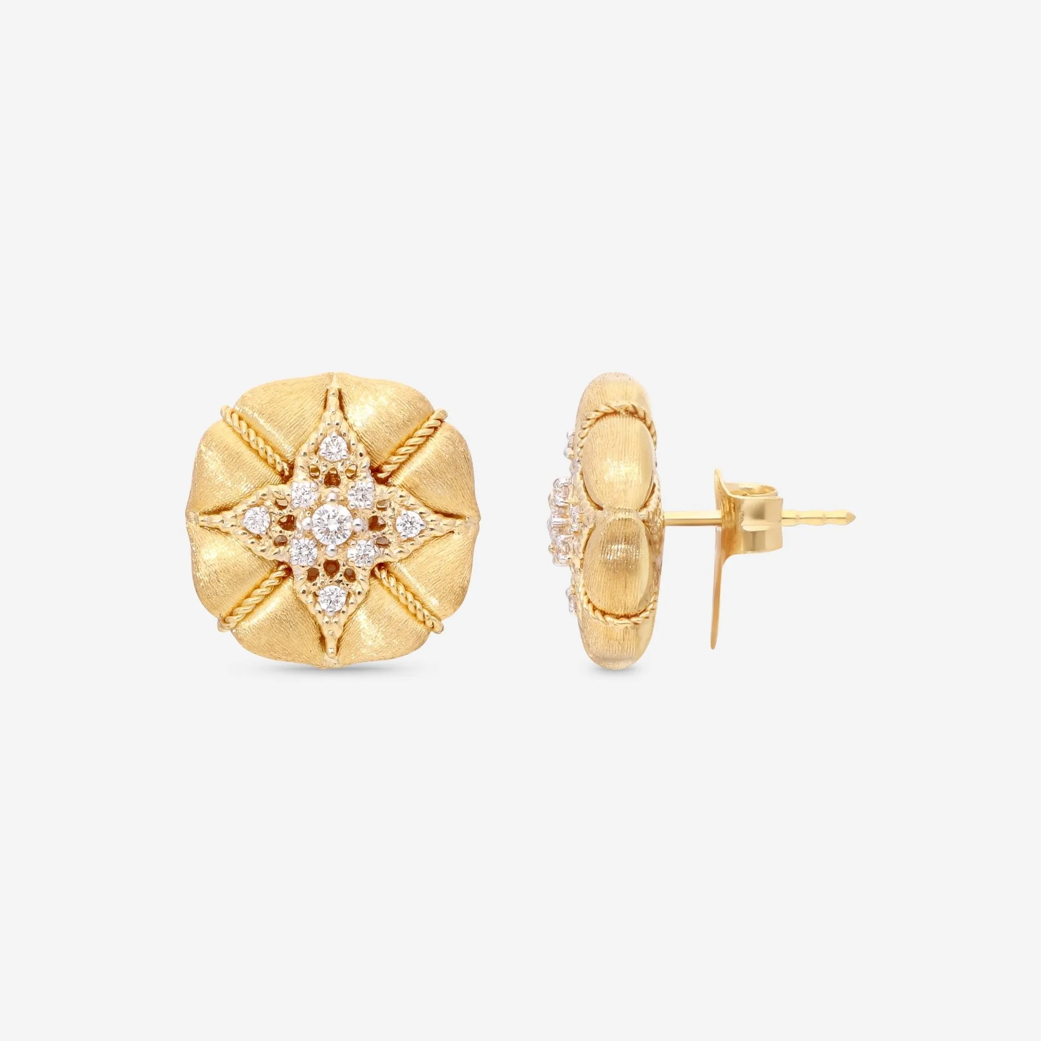 Nanis Amarcord 18K Yellow Gold Diamond Stud Earrings OS17-571