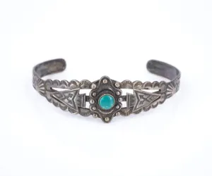 Native American Cuff Bracelet Turquoise Harvey Era Sterling Silver 6" BS2929