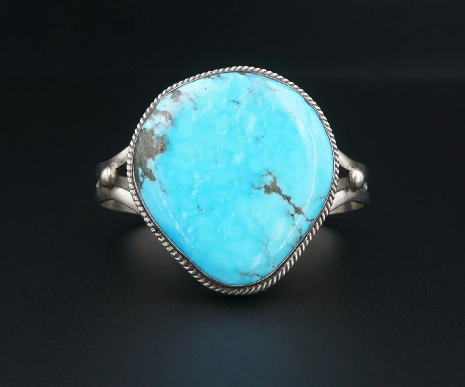 Navajo Alex Gelvin Turquoise Cuff Bracelet Sterling Silver 6.75" Signed BS2950