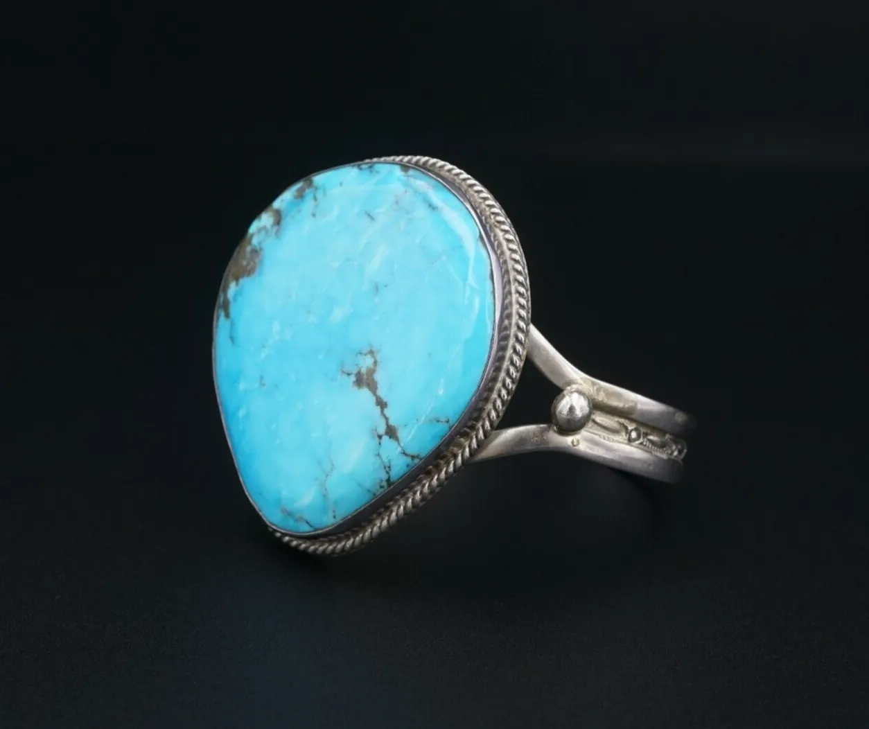 Navajo Alex Gelvin Turquoise Cuff Bracelet Sterling Silver 6.75" Signed BS2950