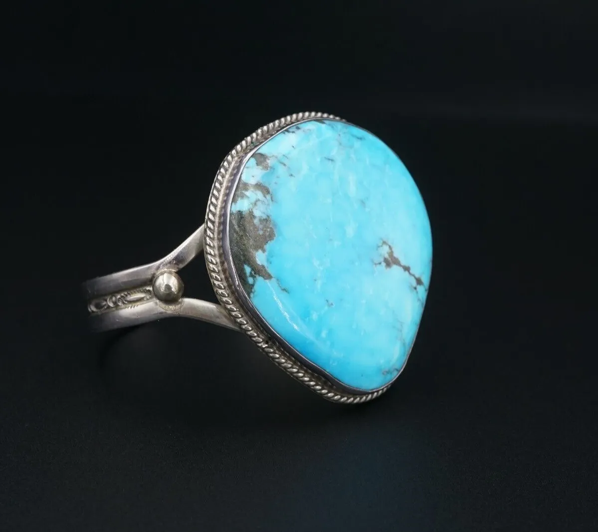 Navajo Alex Gelvin Turquoise Cuff Bracelet Sterling Silver 6.75" Signed BS2950