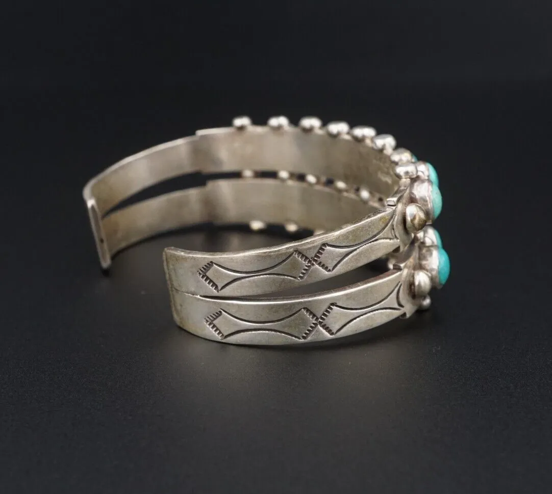 Navajo Turquoise Cuff Bracelet Sterling Silver Dennison John 7" BS2954