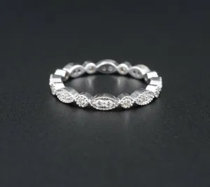 NWOT Scalloped 14k White Gold 1/2 ct Diamond Eternity Band Ring Size 5 RG3188A