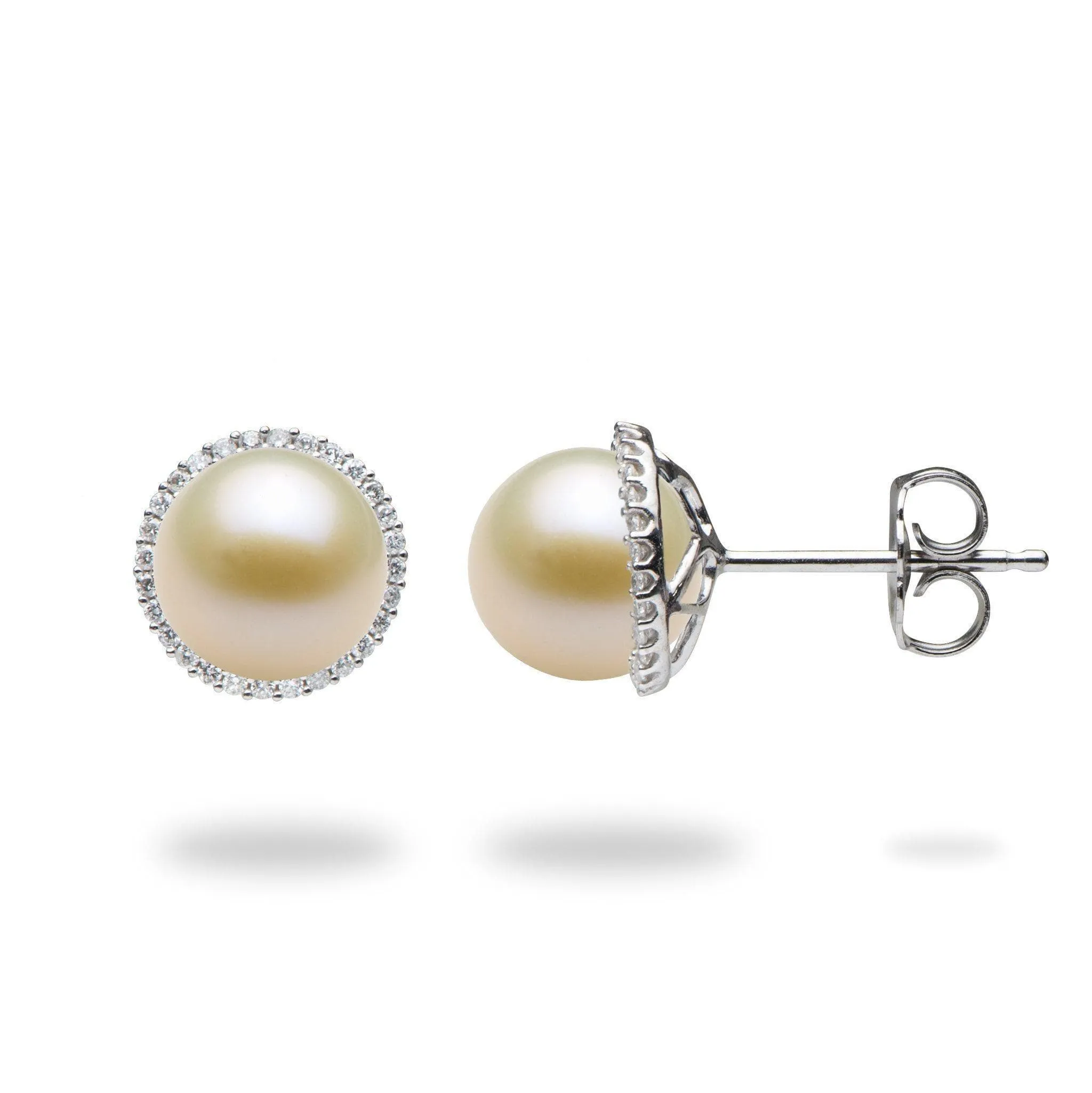 Pick A Pearl Halo Earrings in Sterling Silver - 15mm