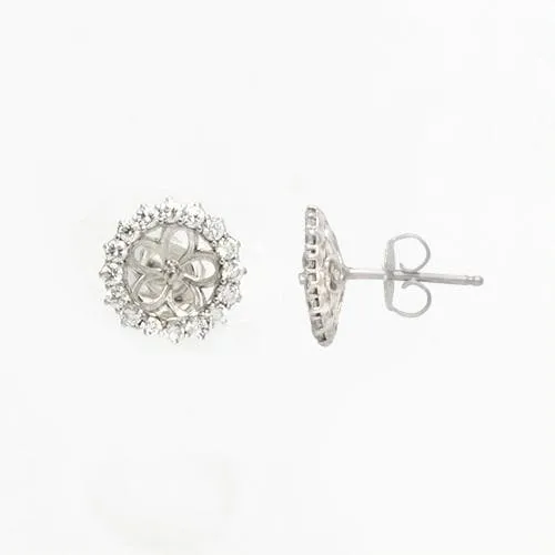 Pick A Pearl Halo Earrings in Sterling Silver - 15mm